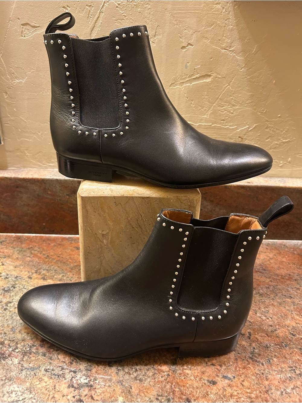 Givenchy Black Leather Studded Chelsea Boots